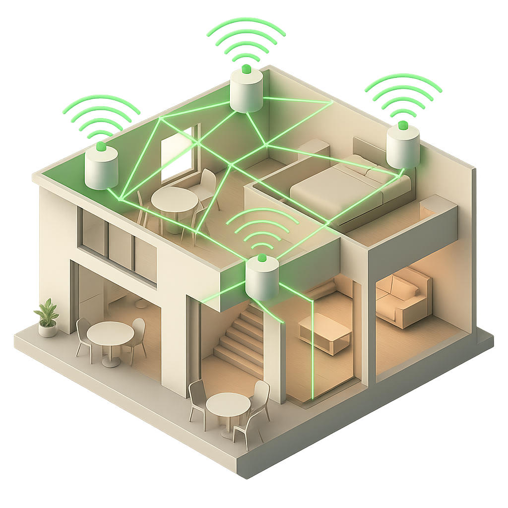 Rede Mesh cobrindo toda a casa